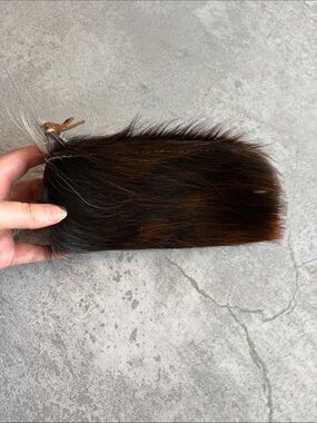 Canoe Luxurious Brown Fur and Leather Zippered Pouch